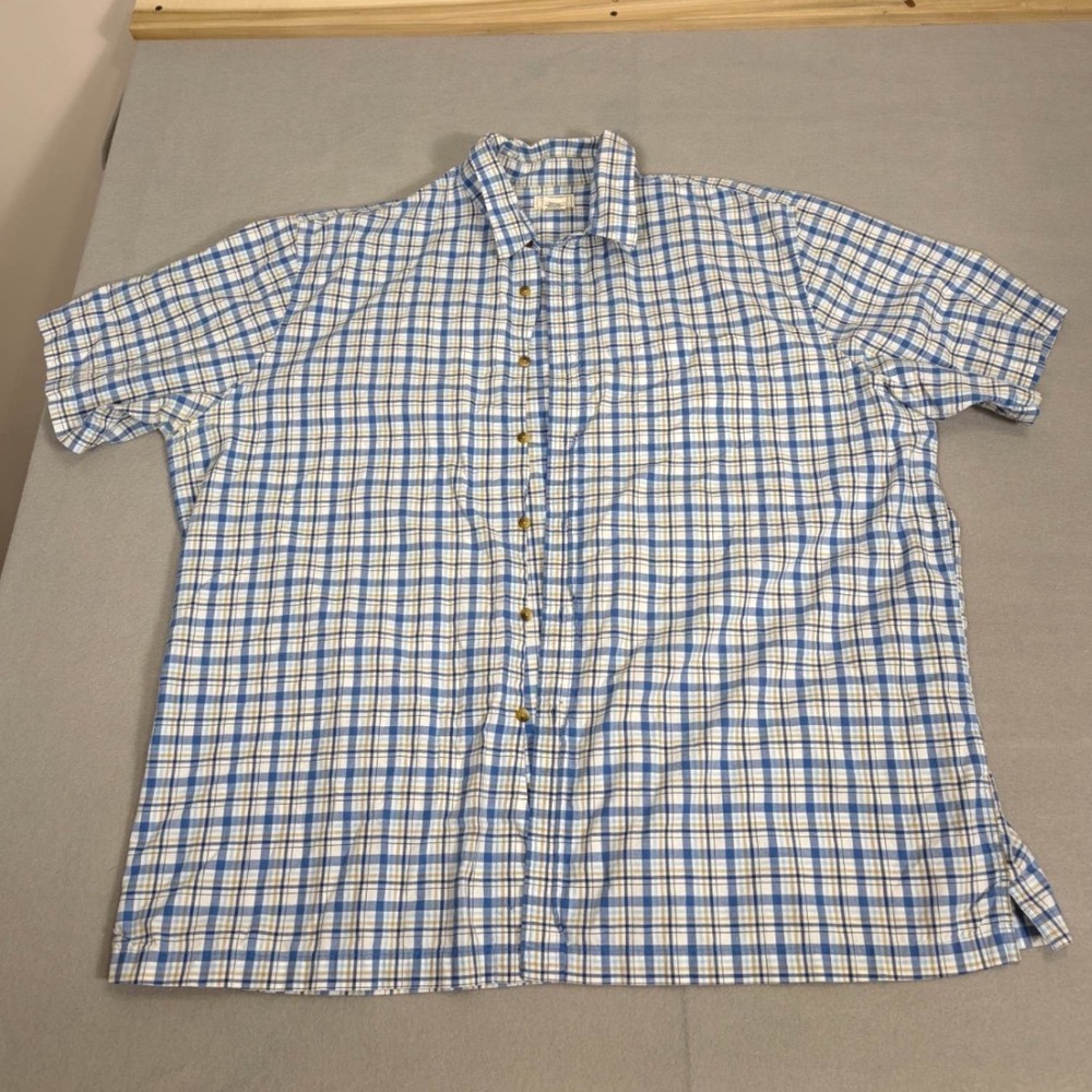 Dockers Mens‎ XXL Blue Plaid Short Sleeve 100% Cotton Button Down Shirt 0515